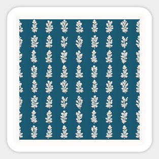 Blue Elegance: White Floral Sticker